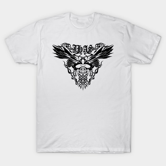 Classic JHAS Tribal Skull Wings Illustration T-Shirt by hobrath